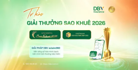 DBV eClaim 360 được vinh danh tại Sao Khuê 2026, ghi dấu bước tiến số hóa bồi thường bảo hiểm với quy trình minh bạch, nhanh chóng và trải nghiệm khách hàng tối ưu.